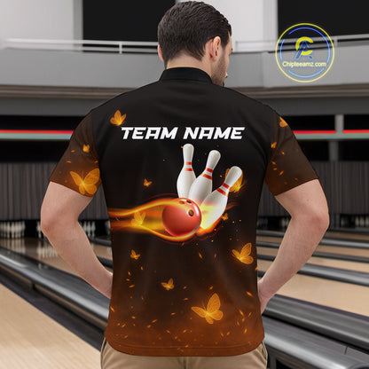Lightning Butterflies Bowling Shirts for Women Men Team Bowling Polo & Quarter Zip MBL147