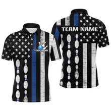Load image into Gallery viewer, Custom Blue Bowling Shirts for Men Women Team Patriotic Bowling Polo &amp; 1/4 Zip Shirt MBL39