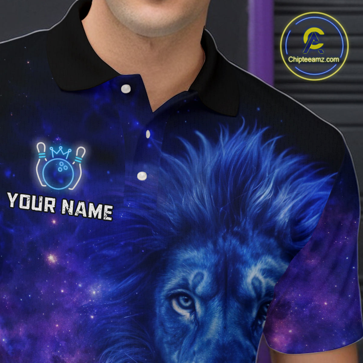 Lion Bowling Shirts for Men Women Team Custom Bowling Polo and Quarter Zip MBL128