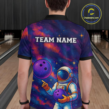 Astronaut Bowling Shirts for Women Men Team Custom Galaxy Bowling Polo and 1/4 Zip MBL172