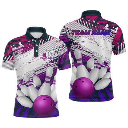 Purple Bowling Shirts for Women Men Custom Team Bowling Jerseys Polo&1/4 Zip Shirt MBL176