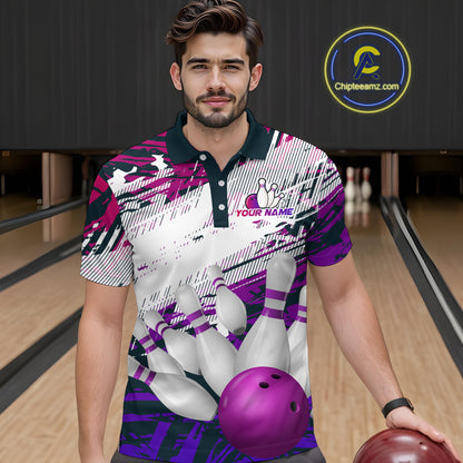 Purple Bowling Shirts for Women Men Custom Team Bowling Jerseys Polo&1/4 Zip Shirt MBL176