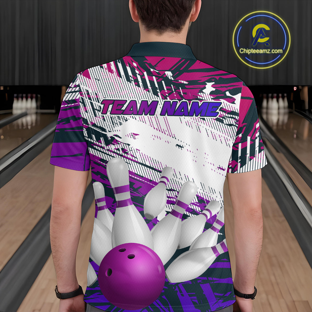 Purple Bowling Shirts for Women Men Custom Team Bowling Jerseys Polo&1/4 Zip Shirt MBL176