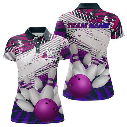 Purple Bowling Shirts for Women Men Custom Team Bowling Jerseys Polo&1/4 Zip Shirt MBL176