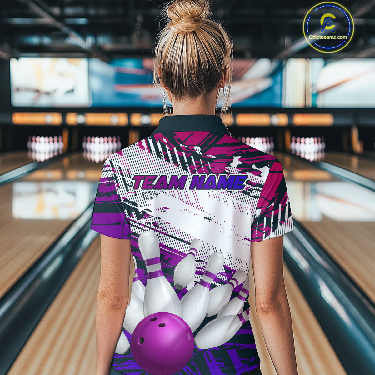 Purple Bowling Shirts for Women Men Custom Team Bowling Jerseys Polo&1/4 Zip Shirt MBL176
