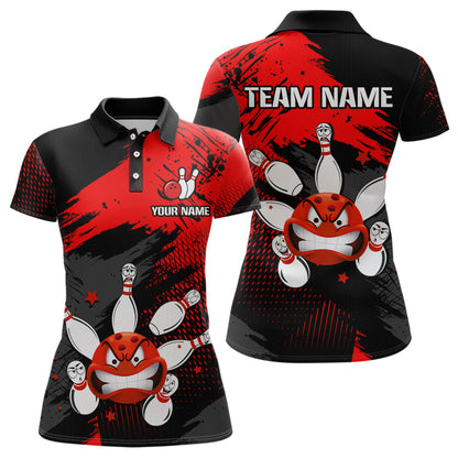 Red Bowling Shirt Custom Bowling Jersey Men Women Team Bowling Polo 1/4 Zip Shirt MBL56