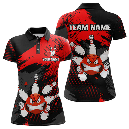 Red Bowling Shirt Custom Bowling Jersey Men Women Team Bowling Polo 1/4 Zip Shirt MBL56