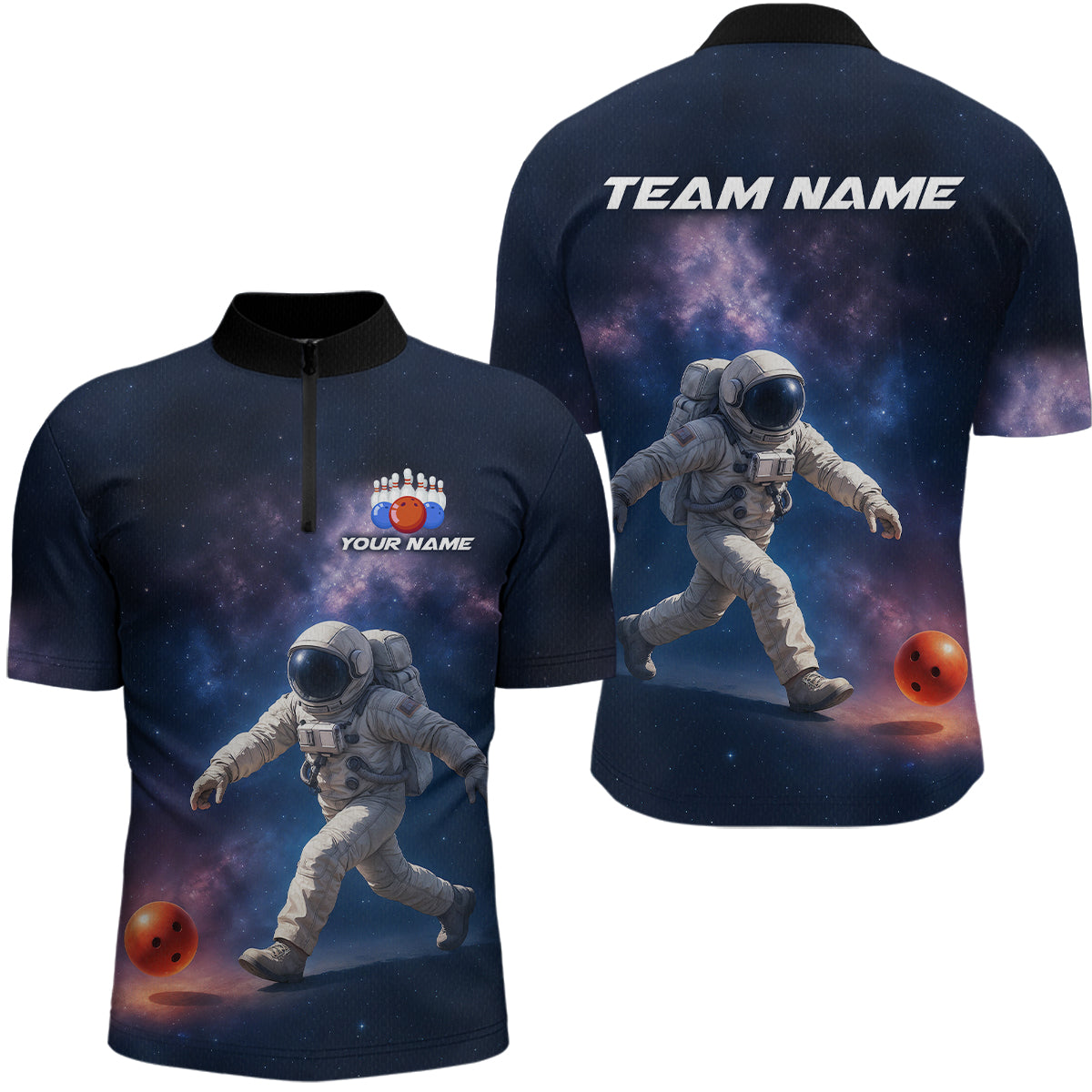 Custom Astronaut Bowling Shirts for Men Women Team Bowling Polo & Quarter Zip Shirts MBL151