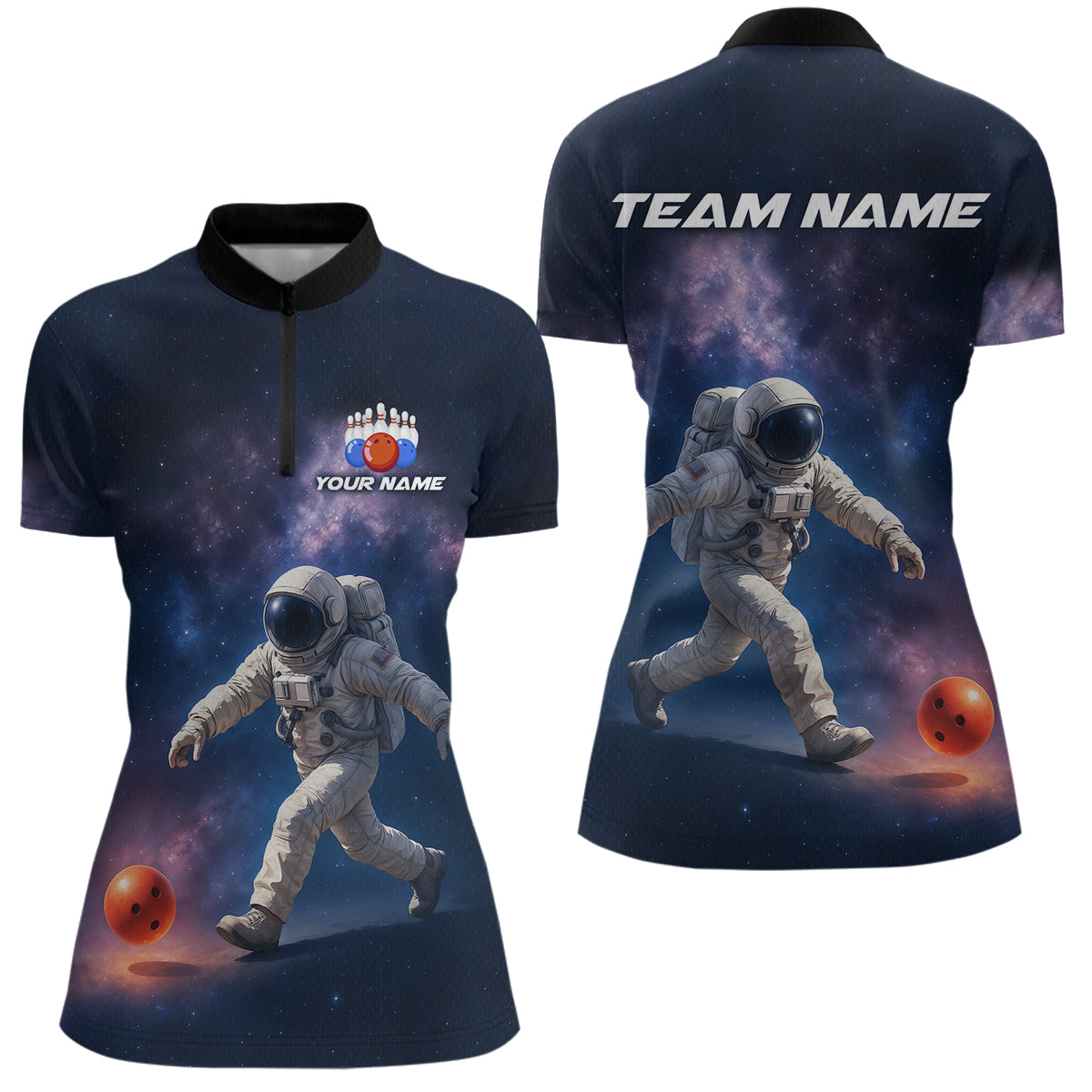 Custom Astronaut Bowling Shirts for Men Women Team Bowling Polo & Quarter Zip Shirts MBL151