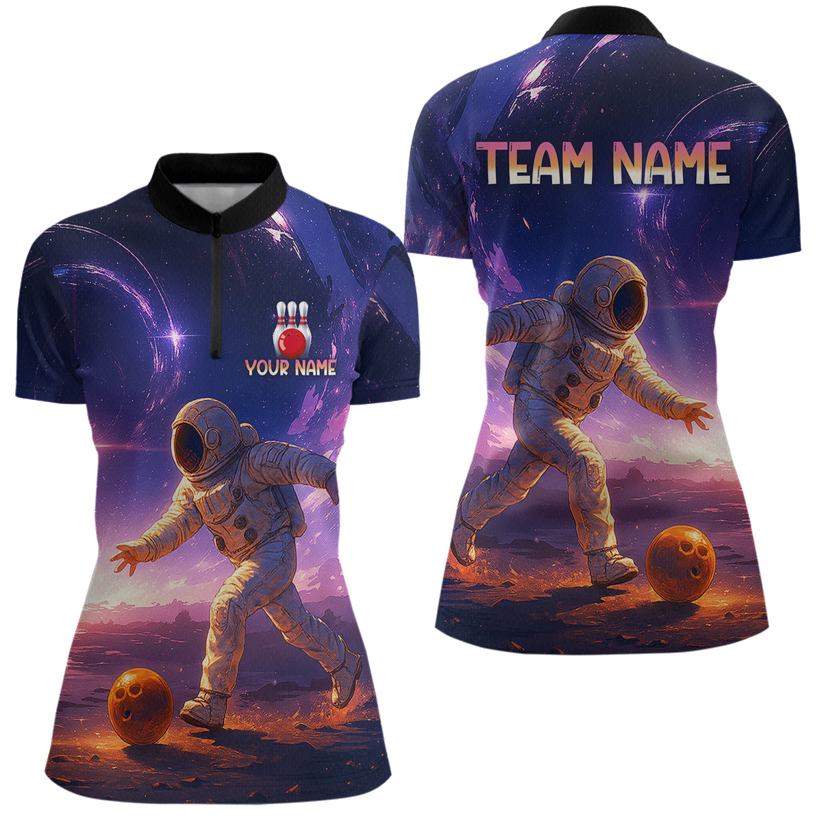 Custom Astronaut Bowling Shirts for Men Women Team Bowling Polo & Quarter Zip Shirts MBL154