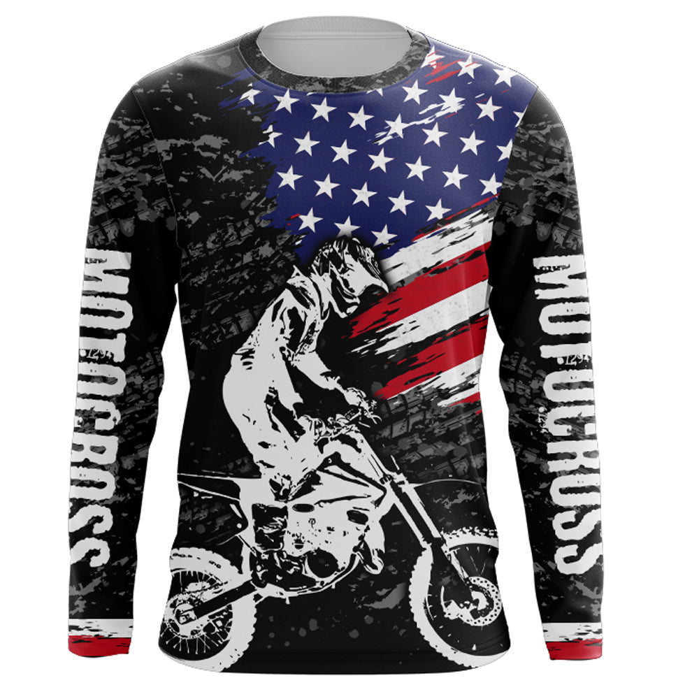 American Flag Motocross Jersey UPF30+ Patriotic Dirt Bike Racing Shirt Adult Youth Off-road XM121