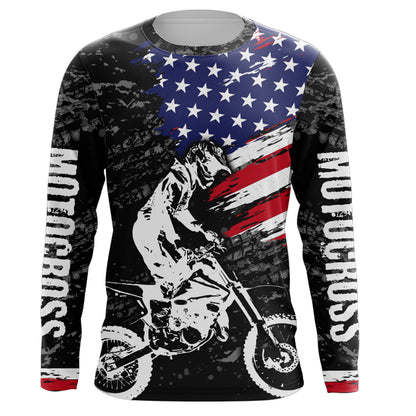 American Flag Motocross Jersey UPF30+ Patriotic Dirt Bike Racing Shirt Adult Youth Off-road XM121