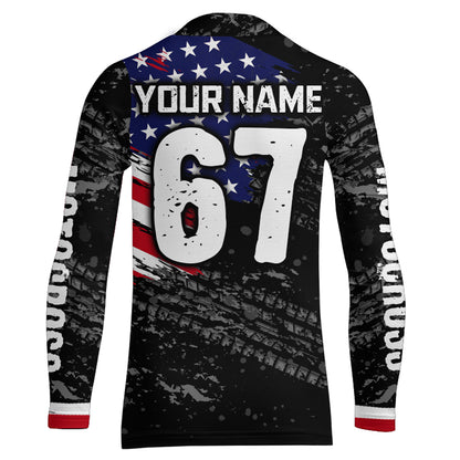 American Flag Motocross Jersey UPF30+ Patriotic Dirt Bike Racing Shirt Adult Youth Off-road XM121
