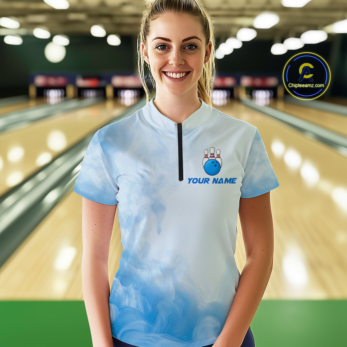 Blue Smoke Bowling Shirts for Women Men Team Custom Bowling Jerseys for Bowlers MBL139