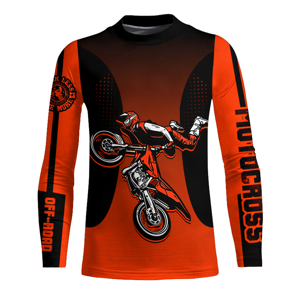 Custom Motocross Jersey Orange UPF30+ Dirt Bike Jersey MX Racing Adult&Kid Off-Road Shirt XM09