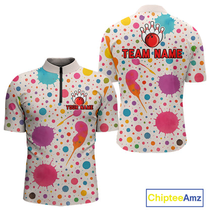 Ink Watercolor Pink Bowling Shirt for Men Women Custom Team Bowling Jerseys MBL103