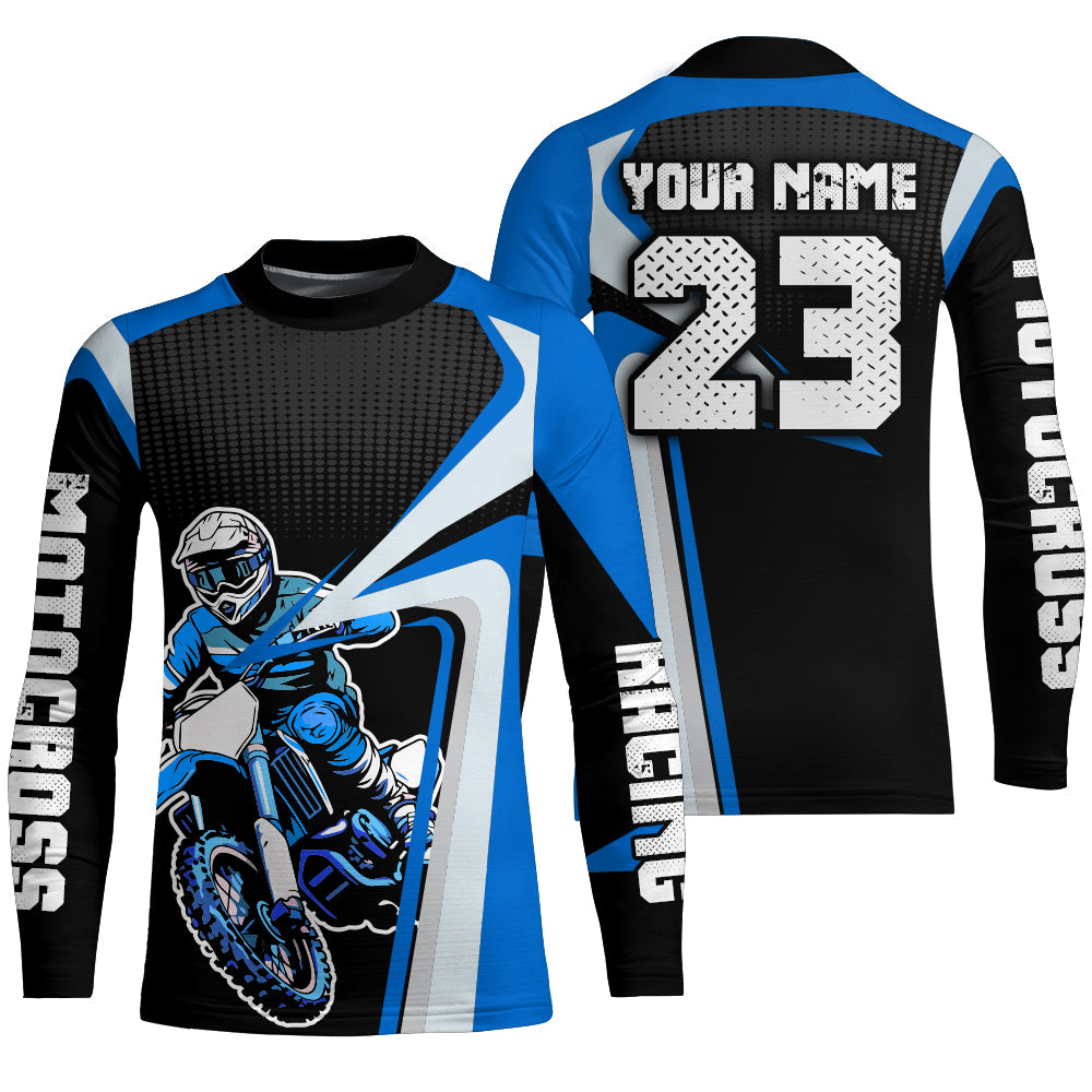 Custom Motocross Jersey Blue Dirt Bike Shirt For Kid Women Men Off-road Shirt XM307