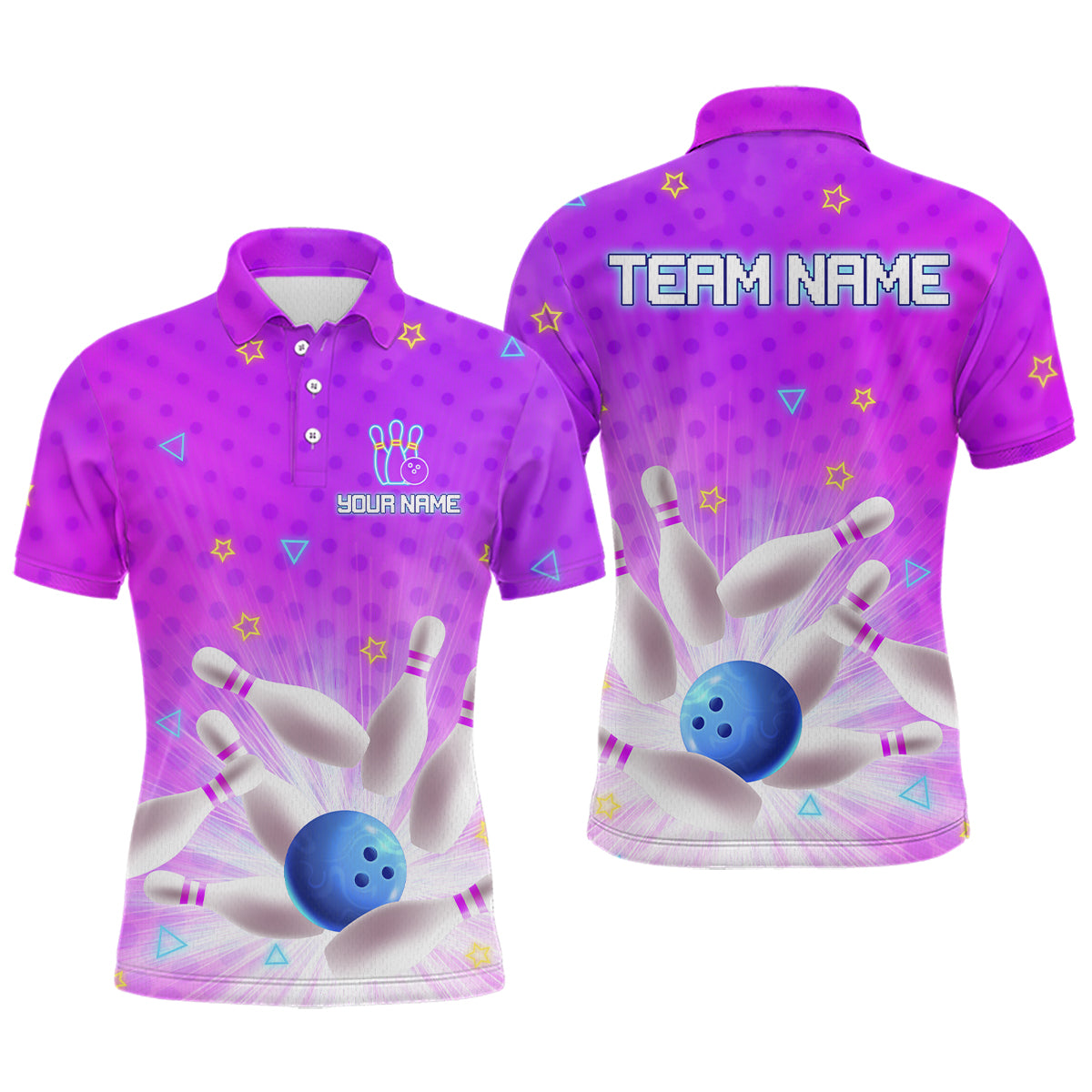 Purple Custom Bowling Shirts Men Women Team Bowling Jerseys Polo and Zip Shirt MBL163
