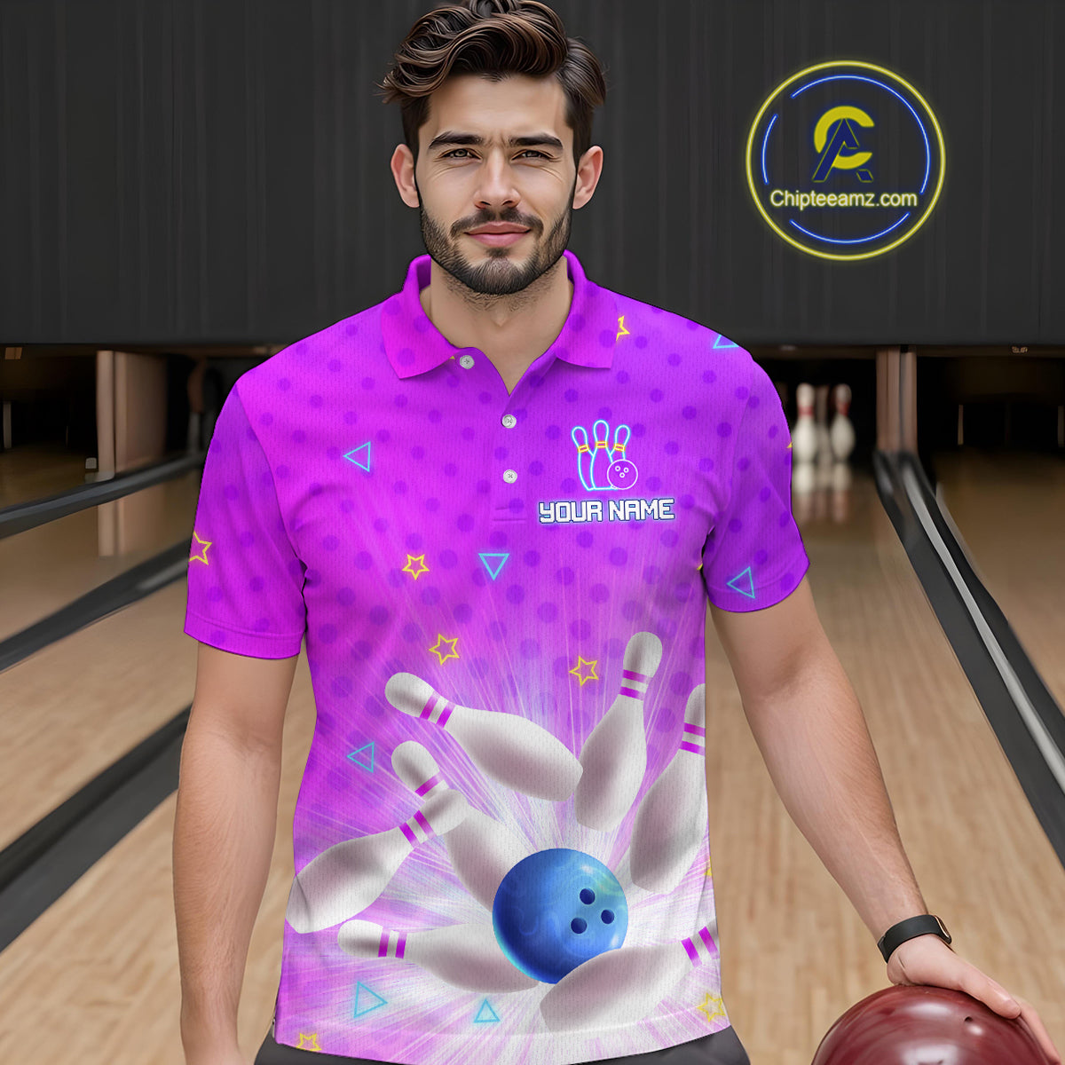 Purple Custom Bowling Shirts Men Women Team Bowling Jerseys Polo and Zip Shirt MBL163