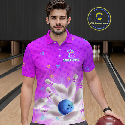 Purple Custom Bowling Shirts Men Women Team Bowling Jerseys Polo and Zip Shirt MBL163