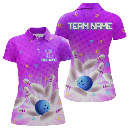 Purple Custom Bowling Shirts Men Women Team Bowling Jerseys Polo and Zip Shirt MBL163