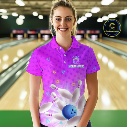 Purple Custom Bowling Shirts Men Women Team Bowling Jerseys Polo and Zip Shirt MBL163