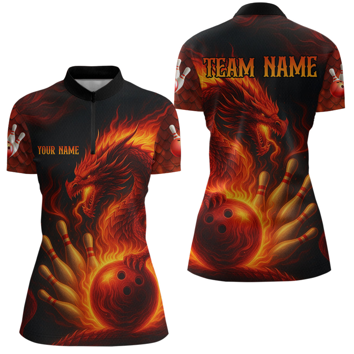 Dragon Bowling Shirts Women Men Team Custom Flame Bowling Jerseys for Bowlers MBL143