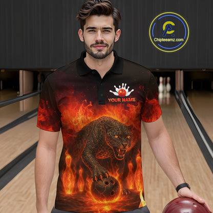 Custom Leopard Bowling Shirts for Women Men Team Bowling Polo and Quarter Zip MBL145
