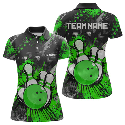 Green Watercolor Bowling Shirts for Women Men Custom Team Bowling Polo&1/4 Zip Shirt MBL110