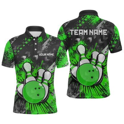 Green Watercolor Bowling Shirts for Women Men Custom Team Bowling Polo&1/4 Zip Shirt MBL110