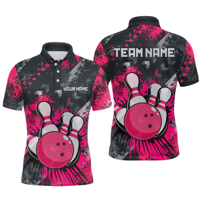 Pink Watercolor Bowling Shirts for Women Men Custom Team Bowling Polo&1/4 Zip Shirt MBL110