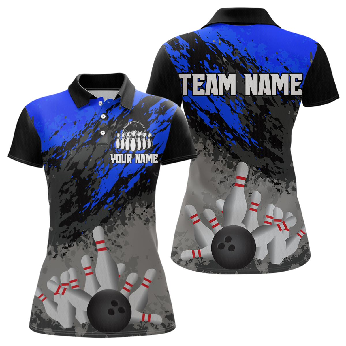 Custom Blue Bowling Shirt forMen Women Team Bowling Jersey Bowling Polo & 1/4 Zip Shirt MBL40
