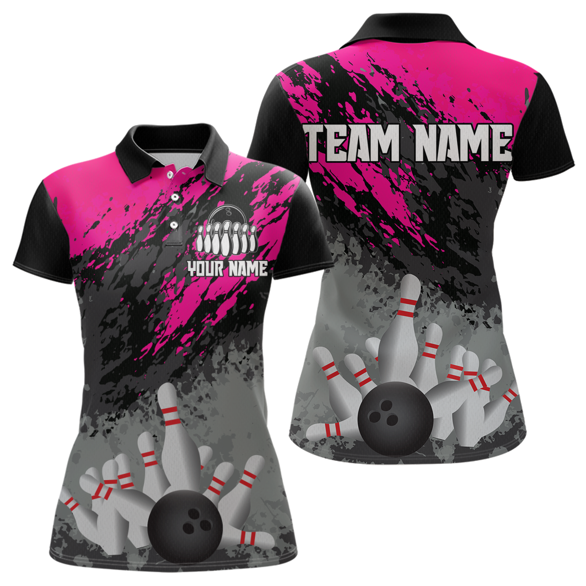 Custom Pink Bowling Shirt forMen Women Team Bowling Jersey Bowling Polo & 1/4 Zip Shirt MBL40