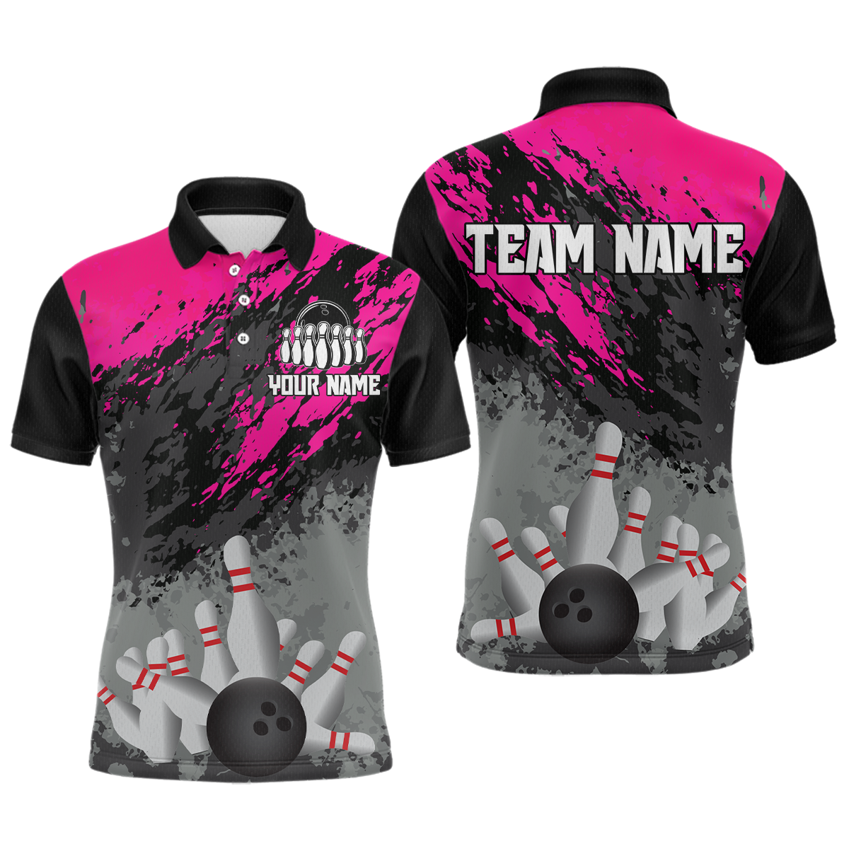 Custom Pink Bowling Shirt forMen Women Team Bowling Jersey Bowling Polo & 1/4 Zip Shirt MBL40
