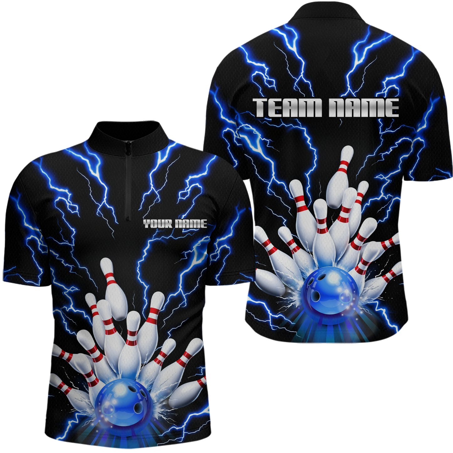 Thunder Lightning Blue Bowling Shirt Custom Bowling Jersey for Men Women Team MBL66