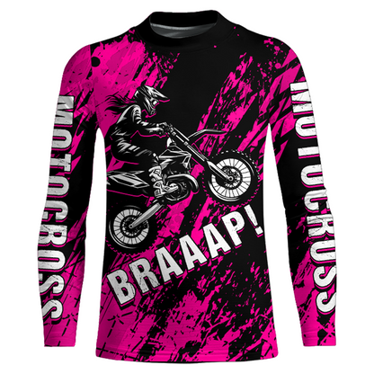 Dirt Bike Racing Jersey Pink Upf30+ Motocross Shirt Kid Girl Women Riding Jersey XM269