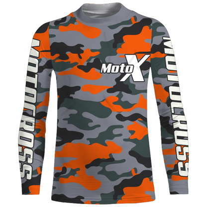 Camo Motocross Racing Jersey UPF30+ Youth Dirt Bike Shirt for Kids Mens Women MotoX Off-road XM127