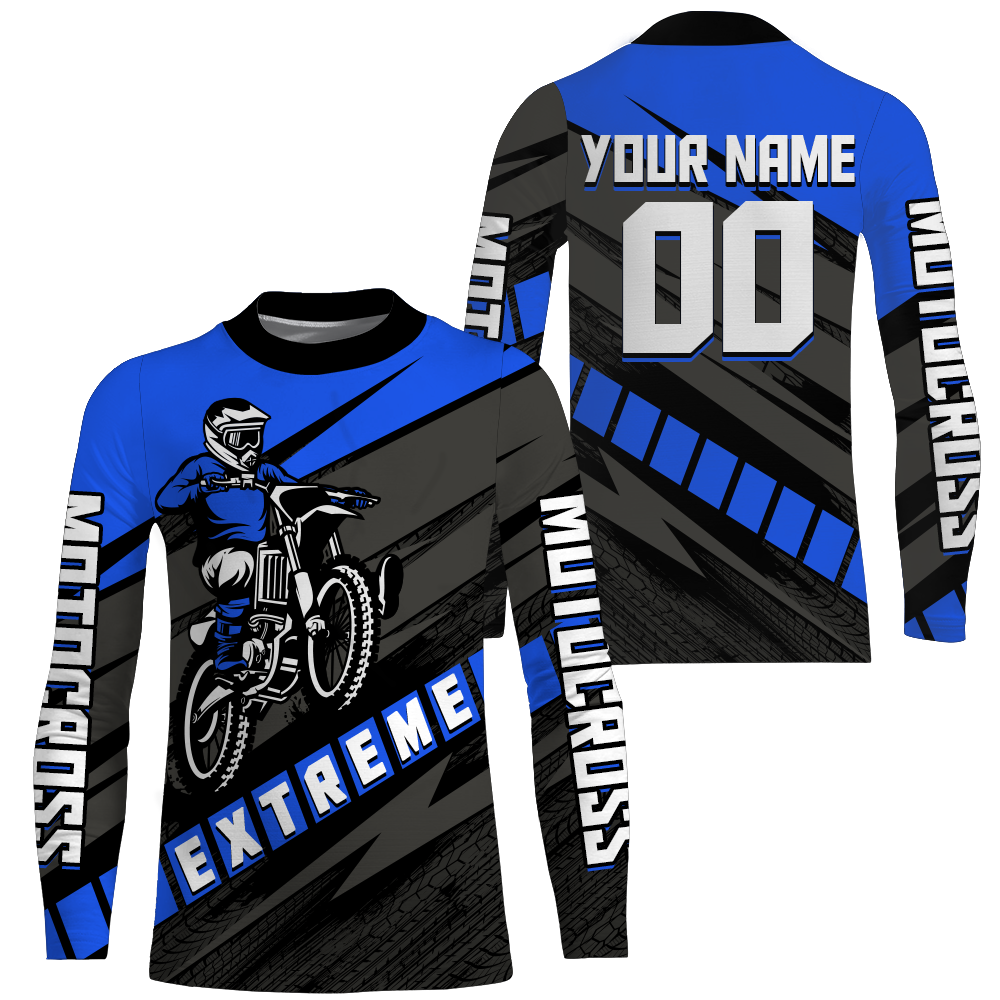 Custom Motocross Jersey UPF30+ Dirt Bike Youth Shirt MX Racing Adult&Kid Blue Jersey XM210