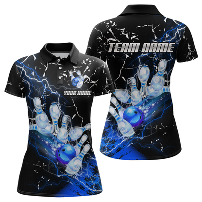 Custom Bllue Lightning Bowling Shirts for Men Women Team Bowling Polo & 1/4 Zip MBL80