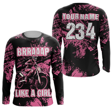 Load image into Gallery viewer, Racing Jersey Pink Black Motocross Shirt Girl Women UPF30+ Motorcycle Off-Road Shirt XM218