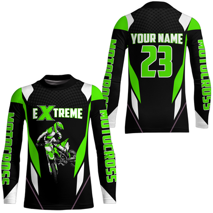 Motocross Racing Jersey Green Off-road Riding Dirt Bike Shirt For Kid Men Women XM308