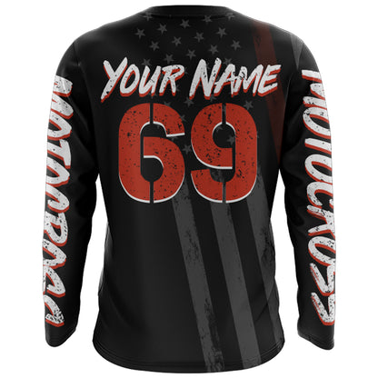 American Flag Motocross Jersey UPF30+ Racing Dirt Bike Riding Shirt Off-Road Long Sleeves XM28