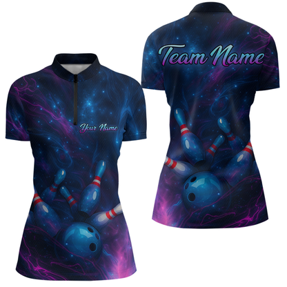 Watercolor Galaxy Bowling Shirts for Men Women Team Custom Bowling Polo & Quarter Zip MBL146