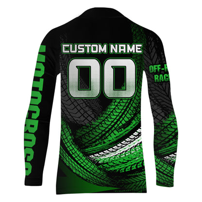 Dirt Bike Jersey Youth Men Kid UPF30+ Motocross Riding Shirt Green Motorcycle Jersey XM222