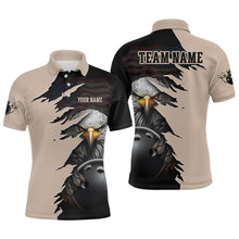 Load image into Gallery viewer, US Flag Eagle 3D Bowling Shirt for Men Custom Name Polo &amp; Quarter-zip Bowling Jersey with Team HNT05