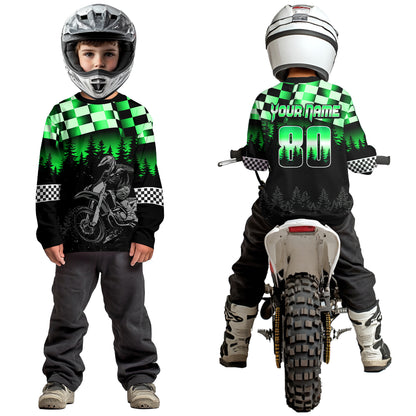 Green Motocross Jersey Dirt Bike Jersey Kid Adult UPF30+ Custom Motocross Racing Jersey DNT56