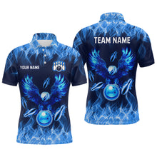 Load image into Gallery viewer, Blue Flame Eagle Custom Bowling Team Shirts For Men Fire Bowling League Polo &amp; 1/4 Zip Shirt HNT09