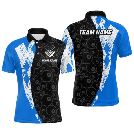Blue 8 Ball Billiard Shirts for Men Billiard Team Shirts Billiard League for Polo & 1/4 Zipper NNT84