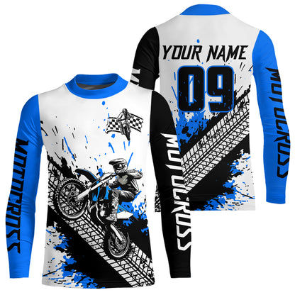 Blue Motocross Shirts Racing UPF30+Custom Dirt Bike Jersey Off-Road Shirt Kid Men Women DNT73