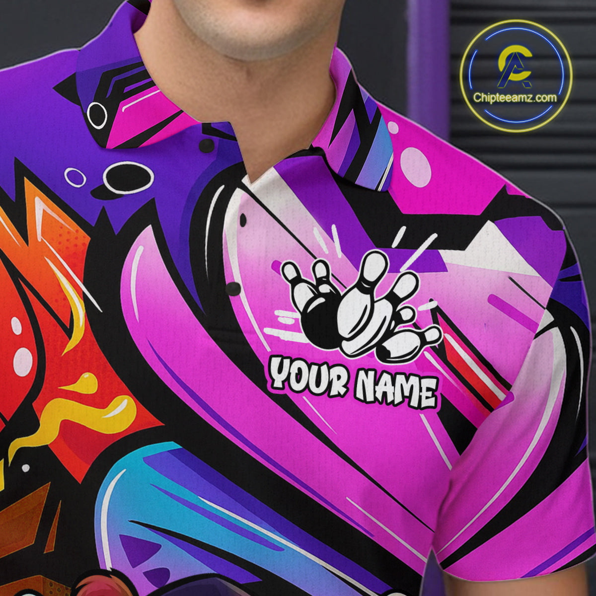 Custom Funny Bear Bowling Men Bowling Shirt Polo & Quarter-Zip Bowling Team Jerseys HNT84